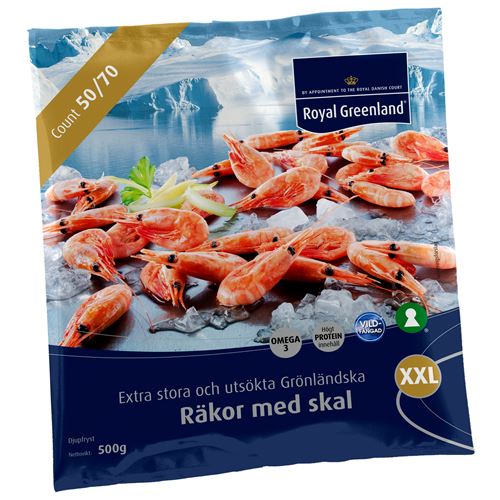 Räkor Med Skal 50/70 Msc-Märkt Fryst