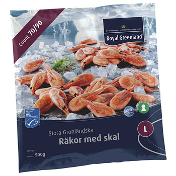 Räkor Med Skal 70-90St/Kg Fryst D